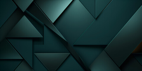 Green and deep cyan abstract modern Geometric shapes abstract 3d background.AI Generative