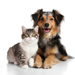 A cat and a dog,  on transparency background PNG