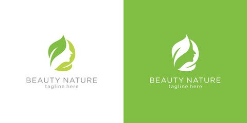 natural beauty logo template. skin care logo or for salon silhouette of woman's face. natural beauty logo design. logo for beauty salon and cosmetics