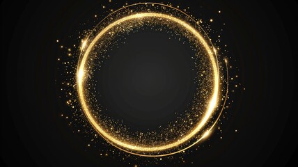 luxurious golden sparkle swirl with space for text, isolated black background. top choice for wedding stationery, anniversary cards, and exclusive offer backgrounds - obrazy, fototapety, plakaty