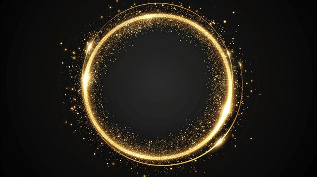luxurious golden sparkle swirl with space for text, isolated black background. top choice for wedding stationery, anniversary cards, and exclusive offer backgrounds