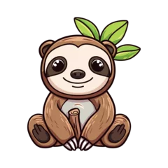 Foto op geborsteld aluminium Aap Cute Sloth emblem logo cartoon