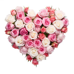 Pink roses in the shape of a heart  on transparency background PNG