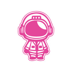 Pink Astonaut Cartoon Illustration