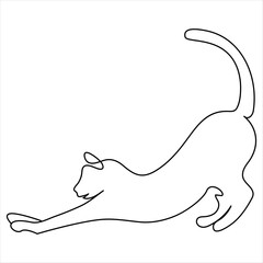 Continuous one line cat pet drawing out line vector illustration design