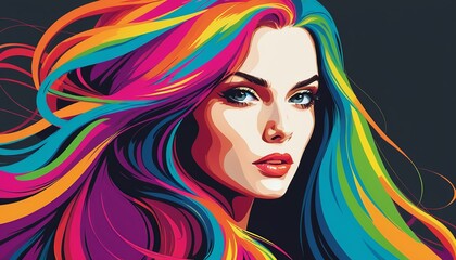 Obraz premium Artistic Expression: Female Portrait with Colorful Hair