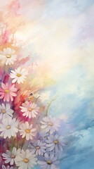 Fototapeta na wymiar Abstract colorful pastel nature scenery flowers oil painting flowers. Natural view aesthetic abstract background canvas texture, brush strokes.
