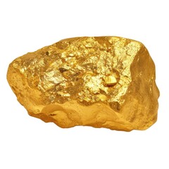 lustrous golden nugget, isolated white background. authentic gold mining specimen for finance, wealth, and investment-themed projects high-quality image