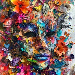 crazy poster with a girl head flower