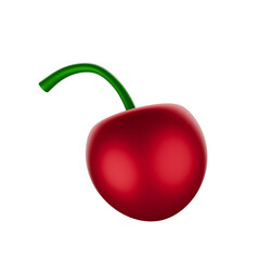 Cartoon style cherry 3D rendering on white background have work path.