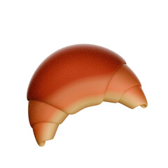 Cartoon style Croissant 3D rendering on white background have work path.