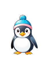 Cute cartoon penguin isolated on transparent background