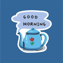 morning tea cute sticker design