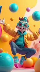 Naklejka premium Cartoon digital avatars of Ball Control Champ