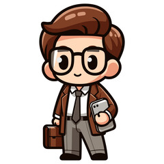 funny cartoon scientist with glasses