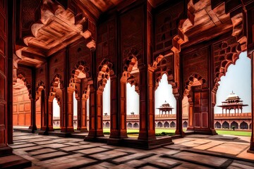 Fototapeta na wymiar Interior of the Red fort, Delhi monument of India