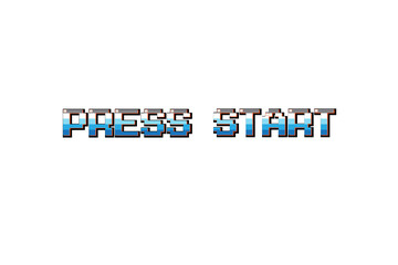 PRESS START INSERT A COIN TO CONTINUE .pixel art .8 bit game. retro game. for game assets .Retro Futurism Sci-Fi Background. glowing neon grid. and stars from vintage arcade computer games.PNG