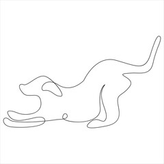 Continuous one line dog drawing out line vector illustration design 
