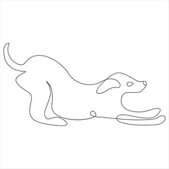 Continuous one line dog drawing out line vector illustration design 