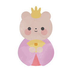 くまのひな人形の水彩イラスト