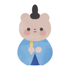 くまのひな人形の水彩イラスト