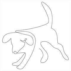 Continuous one line dog drawing out line vector illustration design 