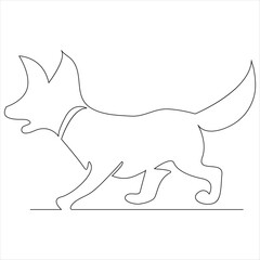 Continuous one line dog drawing out line vector illustration design 