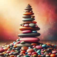 Obraz premium Colorful a pile of rocks stacked on top of each other balanced colors