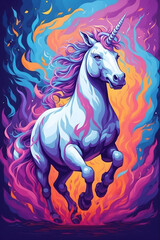 Obraz na płótnie Canvas Mythical Unicorns and Rainbows - Artistic Fantasy World
