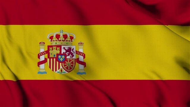waving flag, Animation Slow motion loop of an Spain flag waving in the wind, High quality looped video footage 4k