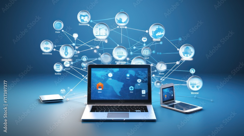 Wall mural agile software development lean project management tool, digital marleting infographic internet netw