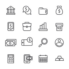 Set of finance and banking icon for web app simple line design