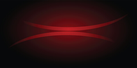 Abstract background of neon lights shining red color on curved shaped lines on shiny reflection stage