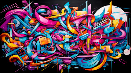 bold abstract urban art. A bold and colorful abstract piece inspired by urban street art