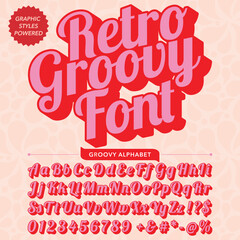 retro groovy Script vintage bold Font template
