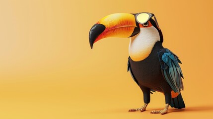 Fototapeta premium Cartoon digital avatars of Wanderlust Winged Toucan