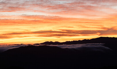 colorful dramatic sky with cloud at sunset