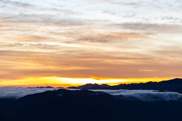 colorful dramatic sky with cloud at sunset