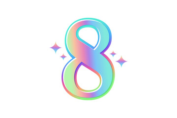Obraz premium Number Eight Metal Hologram Sticker Design