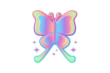 Butterfly Metal Hologram Sticker Design