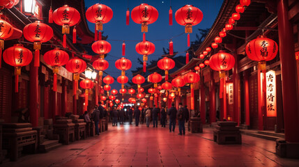 Fototapeta premium glowing lanterns happy new year celebration with lamps