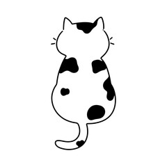 The cat sits with its back turned. cat line art cat line drawing