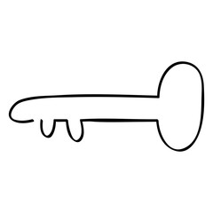 key, continuous line art, simple vector hand draw sketch