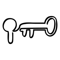 key, continuous line art, simple vector hand draw sketch
