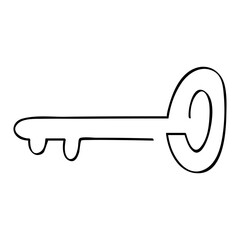 key, continuous line art, simple vector hand draw sketch