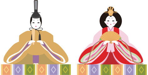 ひなまつり　ひな人形　3月　春　飾り　アイコン　あしらい　シンプル　かわいい　イラスト素材