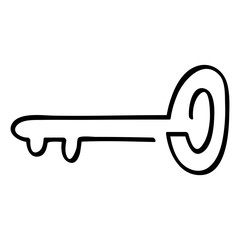 key, continuous line art, simple vector hand draw sketch