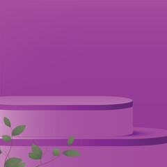 3d purple color podium and minimal purple color wall scene. 3d podium minimal abstract background. Vector