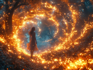 Magical forest spiral fire path
