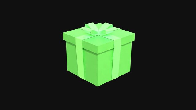 Rotating Gift Box. 3D gift box animation on a Alpha Channel. Valentine's Day, Holidays and gifts concept, Seamless loop, anniversary, birthday, 3D render